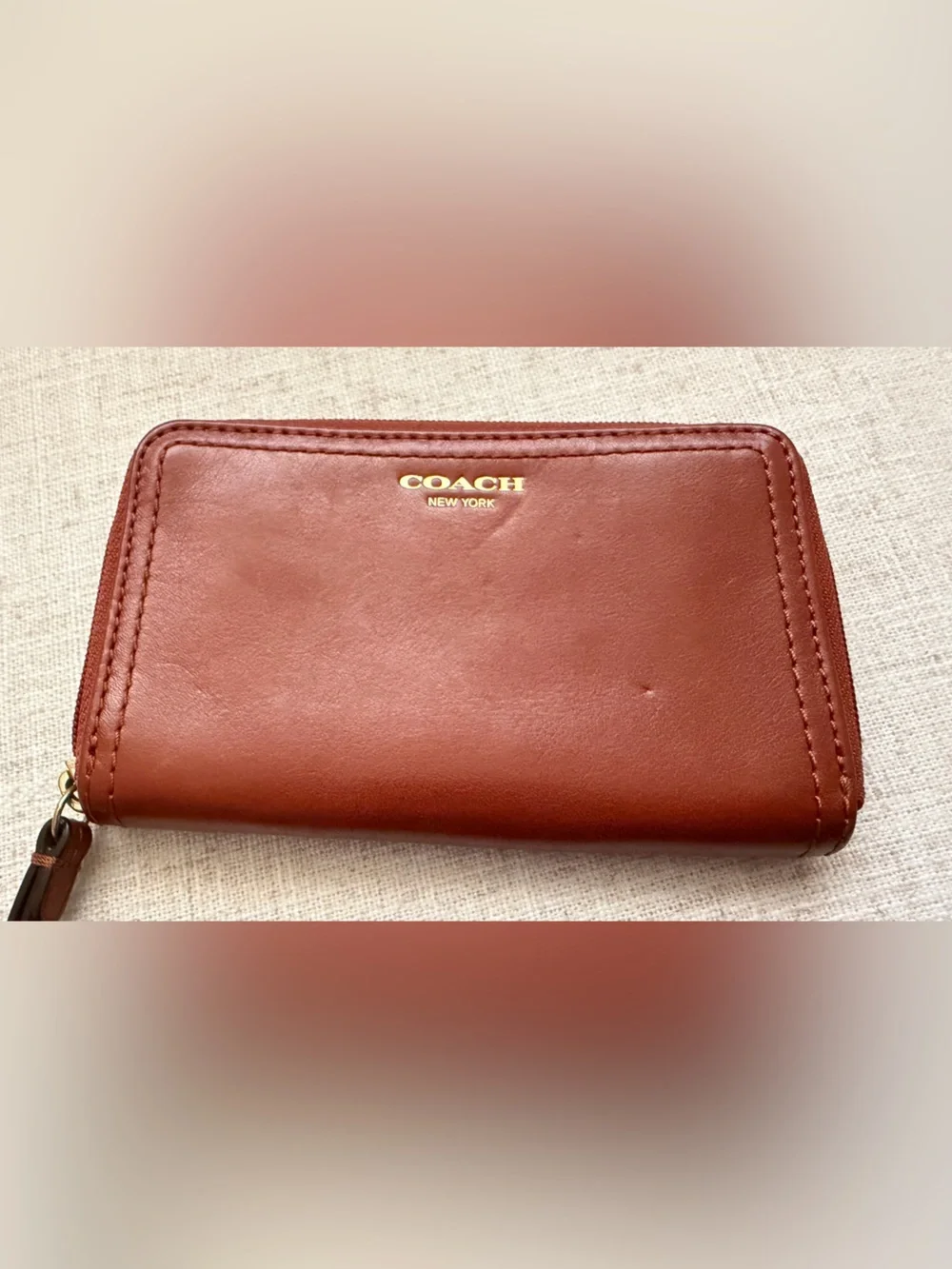 Coach Brown Leather Zip Wristlet